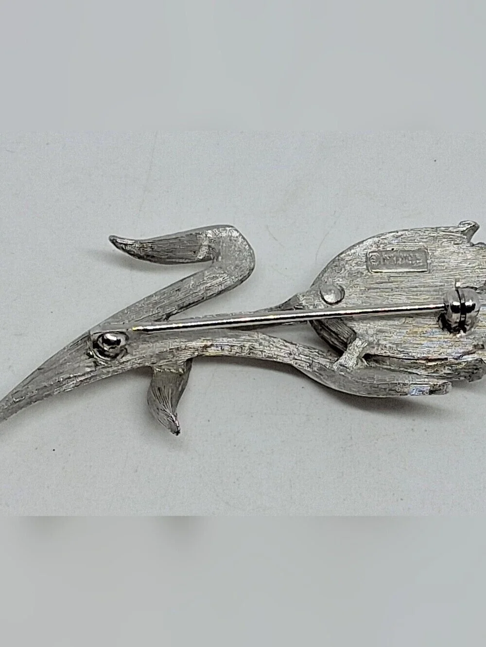 * Vintage Crown Trifari Silver Tone Tulip Flower Pin Brooch